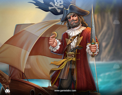 Gamix Labs' Land Based Pirate Slot Concept 2d artwork animation casino game services game characters game development gamix gamix labs illustration land based slot land based slot services land based slot theme slot slot art services slot machine slot services ui