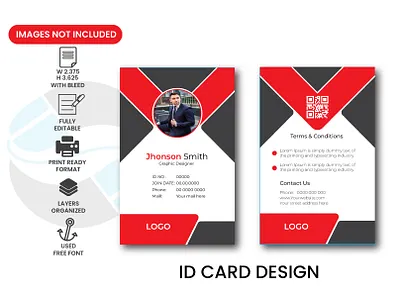 Student & Employer Id Card Design bleed id image logo shaps size text