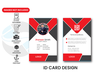 Student & Employer Id Card Design bleed id image logo shaps size text