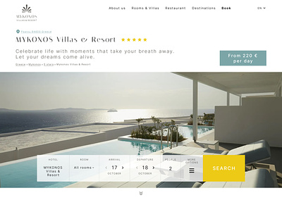 Main page of hotel website branding hotel typography ui uiux website