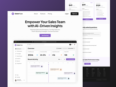 Sales Pulse — Landing Page ai landing page clean features section figma landing page light theme minimal pricing section product design saas dashboard saas landing page saas website sales ui ui design website website ui