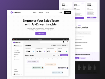 Sales Pulse — Landing Page ai landing page clean features section figma landing page light theme minimal pricing section product design saas dashboard saas landing page saas website sales ui ui design website website ui