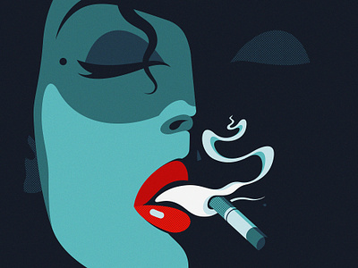 "Smoking" - Daily vector art adobe illustrator art blue cigarette contrast daily art design digital art face flat design illustration lady minimalism portrait red smoking stylized texture vector vector illustration