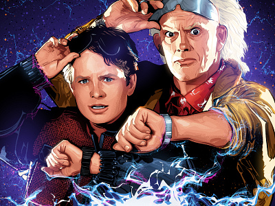 Back To The Future back to the future bttf delorean doc brown illustration marty mcfly poster