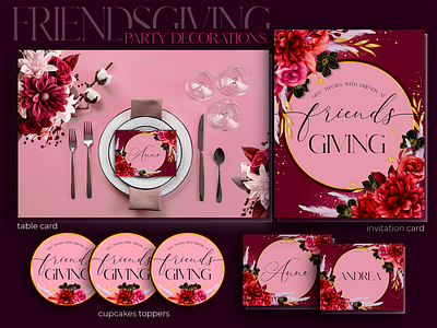Friendsgiving party decorations branding design graphic design illustration logo typography vector