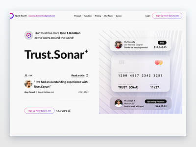 Trust.Solar+ is Responsive Web Platform for Secure payment business card clean credit denisenko design fin finance invest landing light mastercard modern paid payment secure trust ui user interface ux
