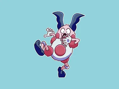 Fearful Mr. Mime cartoon character character design clown colourful design digitalart drawing fun graphic design illustration pokédex pokémon pokémon art procreate sticker stickerpack stickers telegram