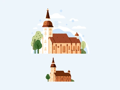 St. Martin's Cathedral - Bratislava architecture beautiful bratislava cathedral church city culture design digital gothic history icon illustration minimal nature procreate simple slovakia traveling trees