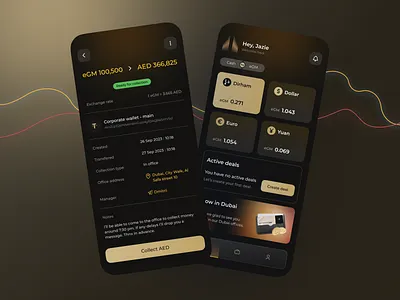 Crypto exchange native app banking chart charts crypto crypto exchange dark dashboard dubai exchange finance financial gold golden graphs mobile app money payment uae wallet web3