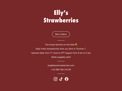 Elly's strawberries - farmer's landing page idea business business card business web call to action card card design contact design freelancer hero section landing landing page links mobile design responsive design saas simple design socials ui webdesign