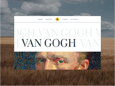 Landing page dedicated to Van Gogh animation art artist biography concept creative design figma framer graphic design landing landing page motion graphics ui van gogh vangogh web web design website