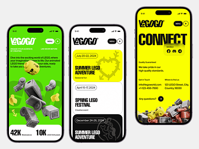 LEGOGO® - Mobile App UI Concept branding clean concept creative daily ui daily ux green illustration ios lego mobile modern stylish toys ui ux yellow