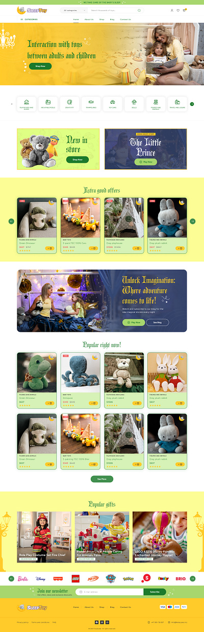 Website design for online toys store, norway branding colorful e commerce figma kids photosjp store typography ui ux website design