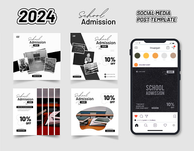 School Admission Social Media Banner Template design graphic design illustration logo design minimalist minimalist design minimalist typography school community