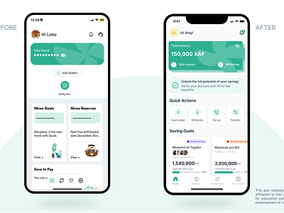 Savings App - Fintech banking before after finance finance app fintech group savings mobile app mobile money nkwa redesign savings app simple design ui design ux design