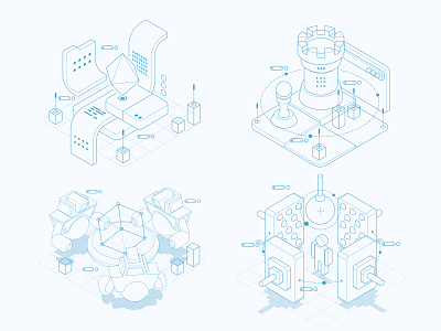 Digital Tech. Isometric Illustration 3d ar cloud code cyber data design digital graphic design illustration iso isometric robotic tech ui