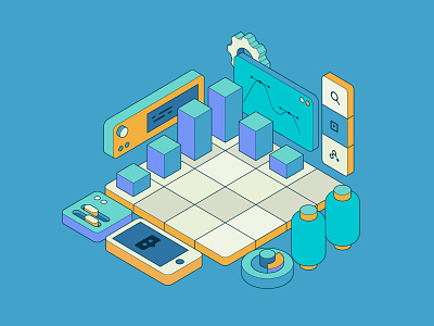 Digital Tech. Isometric Illustration 3d ar cloud code cyber data design device digital flat graphic design illustration isometric tech ui web