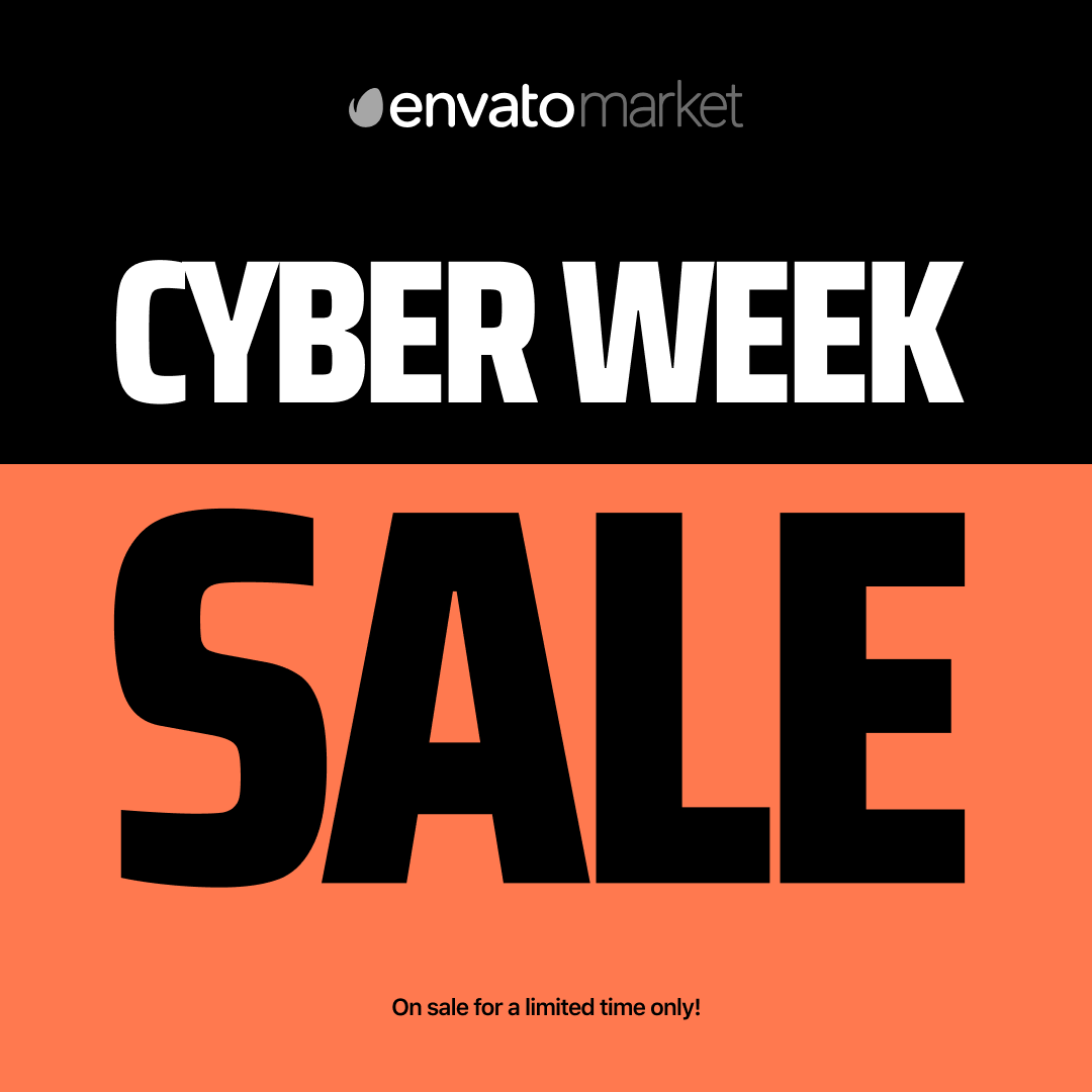 Envato Market's Cyber Week Sale 2023 is Live! Up to 60% Off blackfriday cms codecanyon codelayers cybermonday cyberweek envato envatoelements joomla joomla5 template themeforest videohive webdesign webdeveloper webdevelopment website wordpress