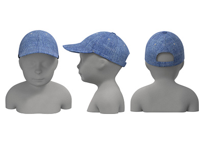 Denim Baseball Cap 3d 3d cap animation branding cap fashion clo3d cap denim cap graphic design kids cap logo motion graphics ui