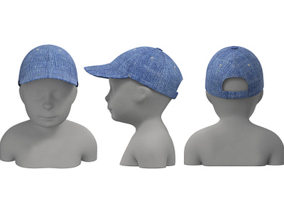 Denim Baseball Cap 3d 3d cap animation branding cap fashion clo3d cap denim cap graphic design kids cap logo motion graphics ui