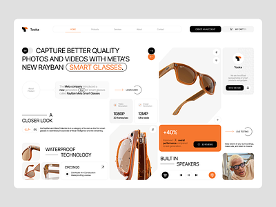 Tooka - Landing page for Smart Glasses blocks catalog commerce dropshipping ecommerce gadgets glasses landing page reactjs saas shop shopify shopify store shopping smart startup web site webdesign website woo