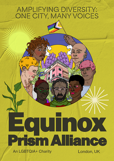 Equinox Prism Alliance Charity Poster Mock-up characters diversity illustration lgbtqiaplus poster posterdesign