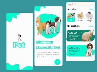 Pet App UI/UX Design adobe xd animation app design creative design figma invision