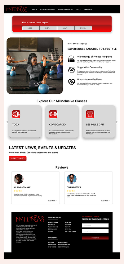 MY-FITNESS WEBSITE branding design ui ux web page