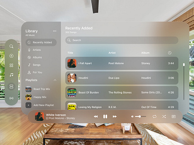 Smart Music App - Apple Vision Pro apple apple vision glassmorphism home music smart smart home stream vision pro