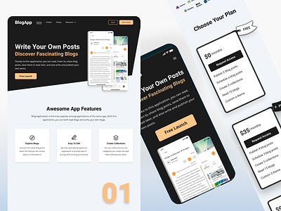 Blog App Landing Page ecommerce figma graphic design landing page mobile design open to work ui designer uidesign uiux design uiux designer user interface design user interface designer visual design visual designer web design