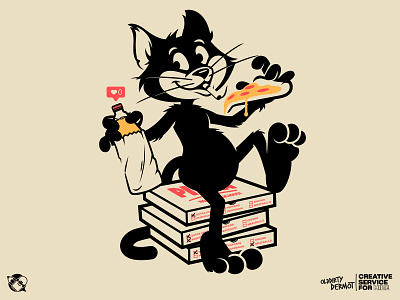 Taking a break cat character design graphics illustration pizza t shirt design vector design