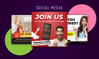 LogoQueeni-Fiverr branding canva facebook ads graphic design instagram post linkedin profile promotional ads social media banner twitter cover youtube thumbnail