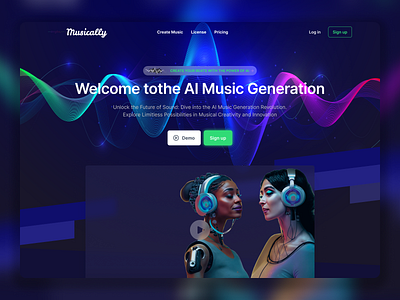 Musically ai aipower album audio audioplayer clean design music musicplayer musicstreaming playlist song sound spotify streaming ui wave web webapp webdesign