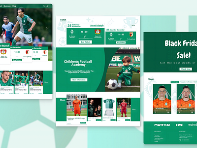 football club website design football footballwebsite greendesign ui uidesign uidesigner uiuxdesign website websitedesign werderbremen