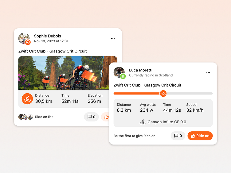 Zwift Activity Cards by Akseli Vaisanen on Dribbble