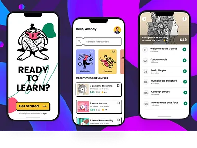 Course Selling App Design adobe xd akshay akshay ui app ui branding course app course app ui course selling app course user interface designing figma mobile ui skillshare udemy ui ui app ui designes ui ux