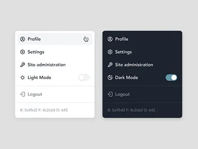 Dropdown Menu - Light/Dark dark mode dashboard dropdown light mode menu saas