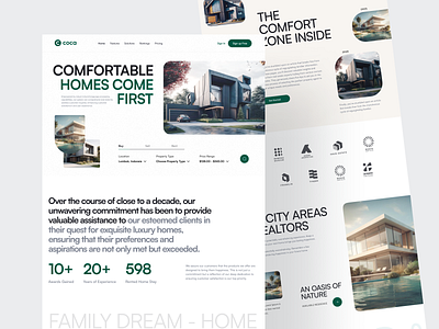 Real Estate Landing Page agency architect buy company estate home house interior landing page profile property real rent template ui website