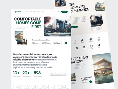 Real Estate Landing Page agency architect buy company estate home house interior landing page profile property real rent template ui website