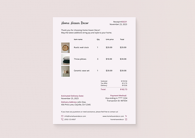 Daily UI Challenge | 017 | Purchase Receipt dailyui dailyuichallenge email figma home letter order receipt store ui