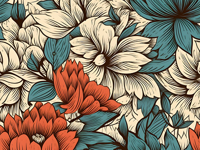 Seamless floral pattern line art botanic cloth decoration fabric flower graphic design hand drawn illustration line art pattern seamless floral pattern tile wallpaper