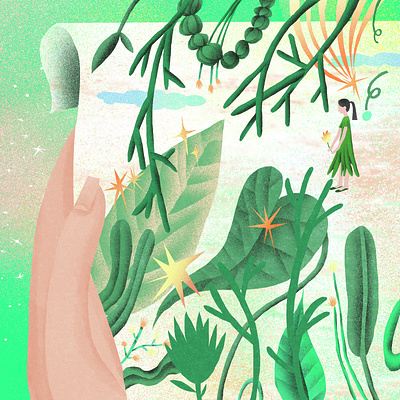 Series for the IsLight poetry Thanksgiving issue art artwork chinesestyle digital painting editorial illustration green illustration plant poetry poetry illustration