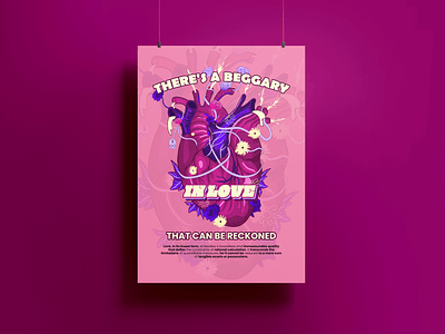 There's A Beggary in Love that can be reckoned branding cyber punk design design for sell graphic design graphic poster illustration love motivation motivation poster motivational quotes poster purple quotes ui vector art