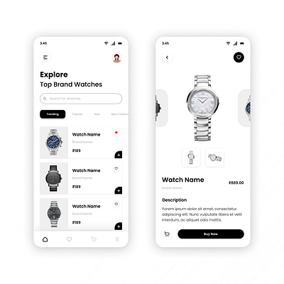 Watch E commerce Mobile APP dailyui mobileapp ui uidesign uiux ux uxdesign