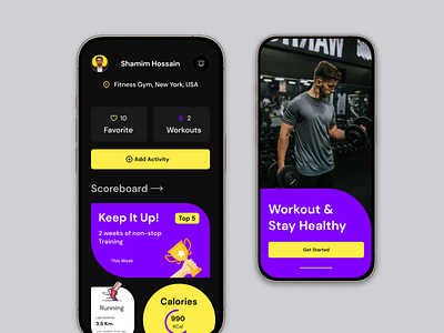 Fitness & Workout GYM Mobile App Design UI exercise fitness app fitness training gym gym app gym app design lifestyle mobile app personal training weight loss