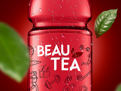 BRANDING BEAU TEA 3d adv advertising branding c4d cinema4d design graphic design illustration ui