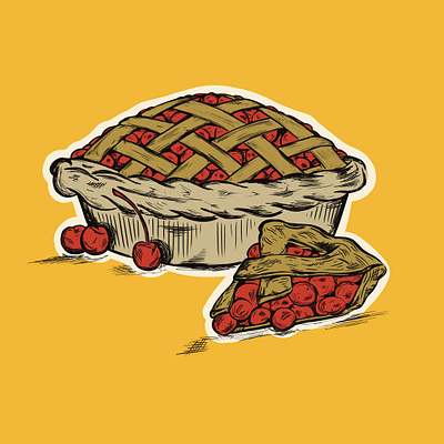 Cherry Pie Illustration cherry dessert digital drawing food hand drawn illustration pie sketch