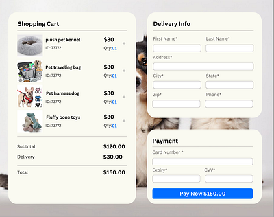 Checkout page- Pet store graphic design ui