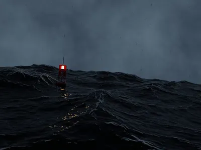 Stormy Night Ocean Animation 3D Render 3d 3dmodel 3drender 3dwork animate animation blender design graphic graphic design model graphics modeling render