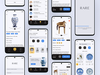 Rare | Mobile App for Collectibles antique app app design collection design minimalism mobile app rare rarity ui